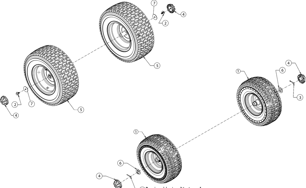 Wheels Diagram and Parts List for CC30H (13AC21JDA10)(2023) Cub Cadet Lawn Tractor Accessories